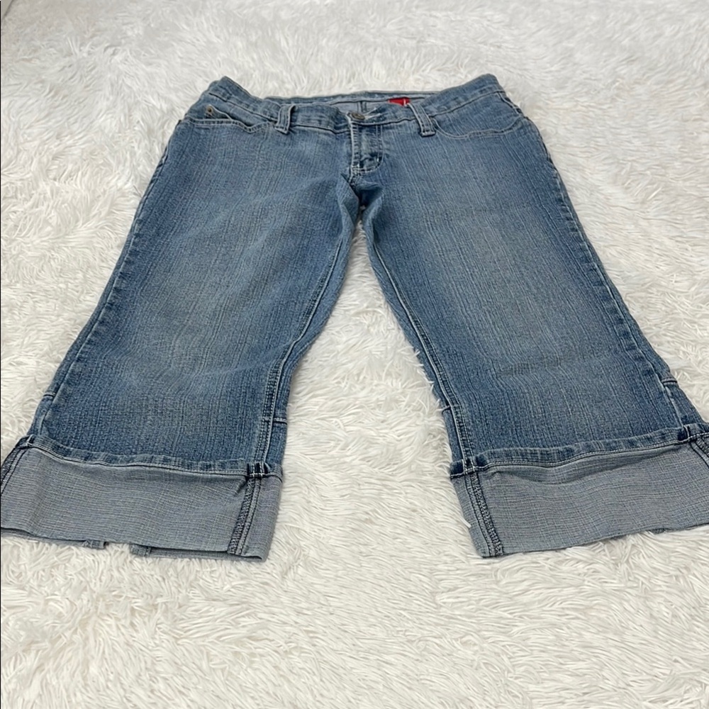 VANILLA STAR JEANS CAPRIS SIZE 13 jr. Women's Blue Denim CUTE CUFFS